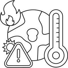 Global Warming Earth Temperature Icon
