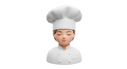 Isolated 3D Female Chef with Eyes Closed