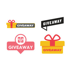 Giveaway Label Icon Flat Color Design Illustration.