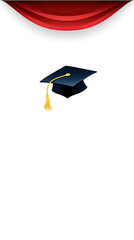 Silhouette of Graduate Tossing Cap in Air on White Background, Minimalist Vector Style with Clean Lines and Negative Space for Mobile-First Design.