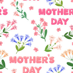 Seamless pattern Mother's Day, cute pattern with flowers for the holiday