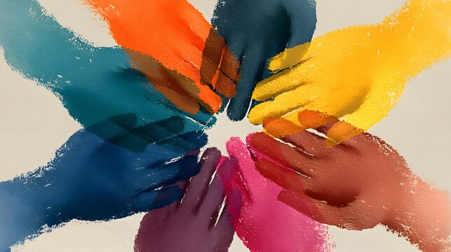 Hands of diversity unite with a vibrant display of colors celebrating pride month and the LGBTQ community