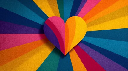 Obraz premium Heart with a pride flag radiating love in vibrant colors during Pride Month celebrations in a joyful abstract design of diversity