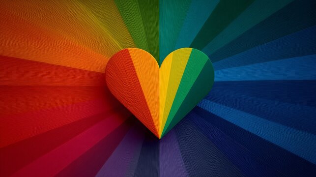 Heart with pride flag radiates love and unity in celebration of diversity during Pride Month
