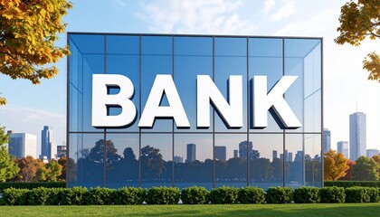 Obraz premium Modern bank building cityscape autumn day