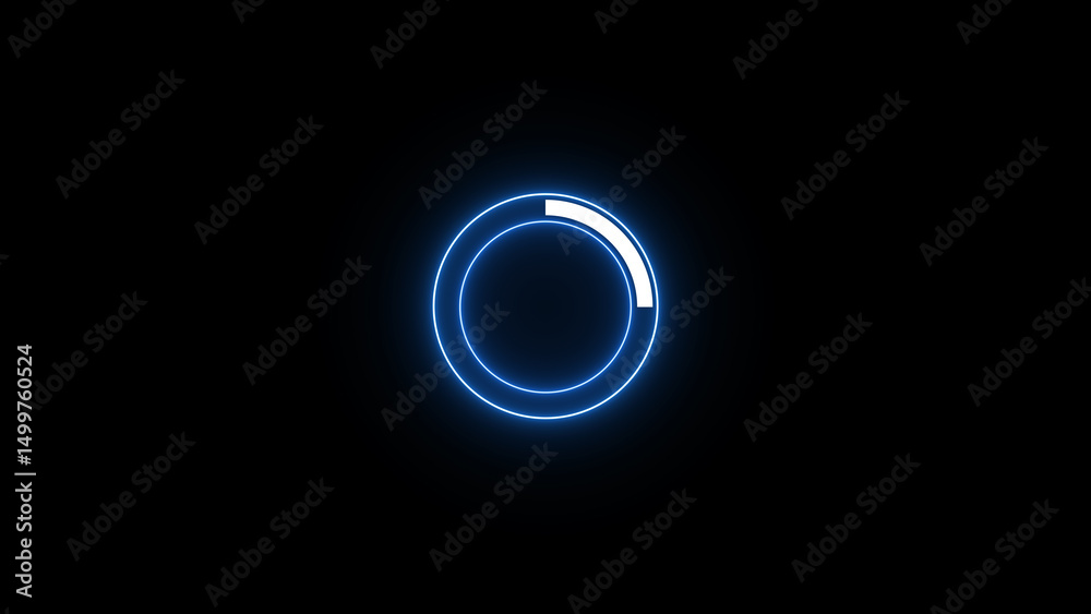 Poster glowing neon circle indicating progress or loading against a dark background suitable for modern web