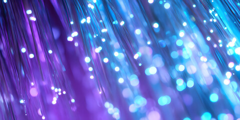 Background of glowing purple and blue light beams radiating energy and futuristic technology atmosphere
