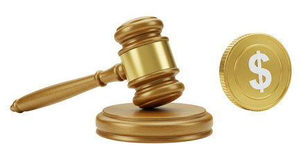 Isolated Gavel and Coin