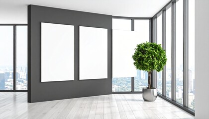 Obraz premium Modern office space blank canvas city view