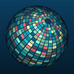 Obraz premium Ball with multi-colored cells on the surface. Vector illustration. Sketch for creativity.