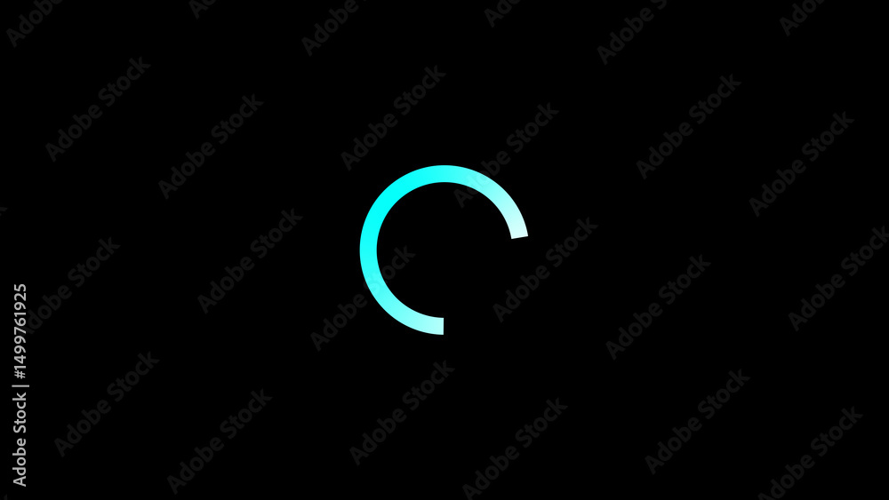 Poster animated loading circle in a teal gradient on a black background demonstrating progress and waiting 
