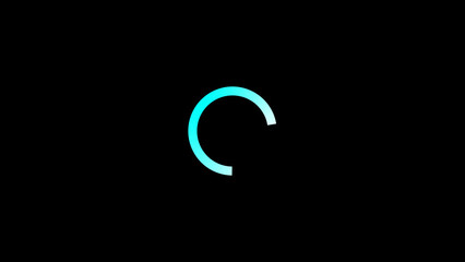 Animated loading circle in a teal gradient on a black background demonstrating progress and waiting for digital actions