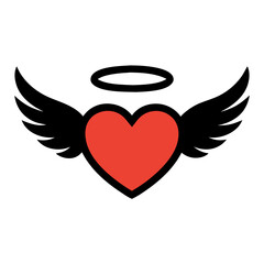 Heart with Wings Icon – Simple Vector Illustration of Love and Freedom

