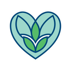 Heart with leaves logo for nature, wellness, and eco-friendly themes