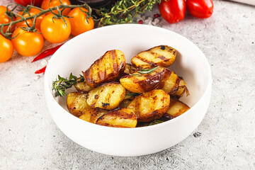 Grilled young small baby potato