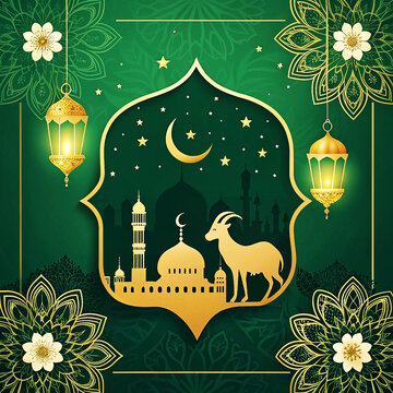 Islamic background design for eid-ul adha mobarok. islamic elegant design Ramadan kareem, simple bule and gold color pattern design, a4 paper abstract mandala footage. flural arabic traditional style.