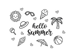 hello summer, Set of summer vector, beach elements