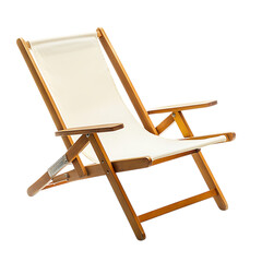 Elegant Lightweight Wooden Beach Chair with a Fold Isolated on Transparent Background
