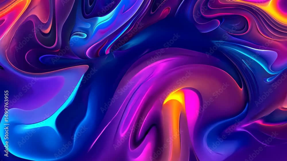 Poster colorful shapes intertwine creating an engaging abstract design with dynamic movement and rich color