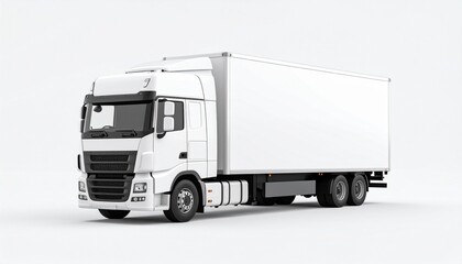 Fototapeta premium White box truck cargo delivery transportation vehicle