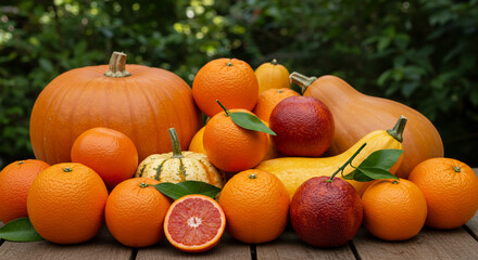 Assortment of fresh fruits and vegetables.
