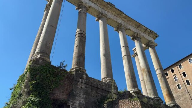 Footage capturing the iconic Roman Forum, the ancient heart of Rome&rsquo;s political, religious, and social life. Featuring ruins of temples, basilicas, and arches, this historic site reflects Rome&rsquo;s imper