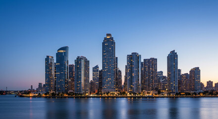 Fototapeta premium Cityscape with high-rise buildings. 