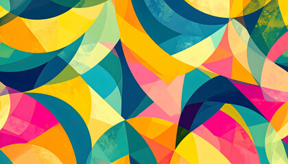 Obraz premium Vibrant geometric abstraction with overlapping shapes, bright and fun mood