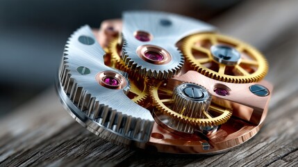 Craftsman's watch mechanism clockwork gear close-up industrial setting detailed view for precision enthusiasts