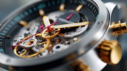 Watch mechanism craftsman gear in clockwork environment close-up view of intricate timepiece design