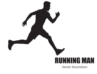 Active running man silhouette, vector illustration