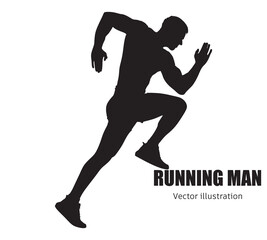 Active running man silhouette, vector illustration