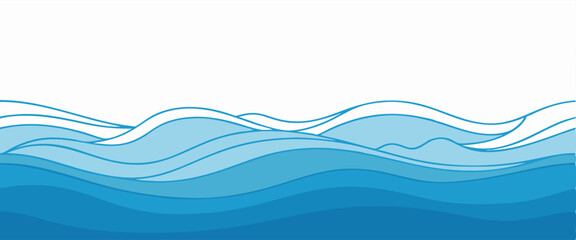 Abstract Blue Ocean Waves Background Illustration