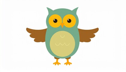 Cartoon owl character isolated on white background.