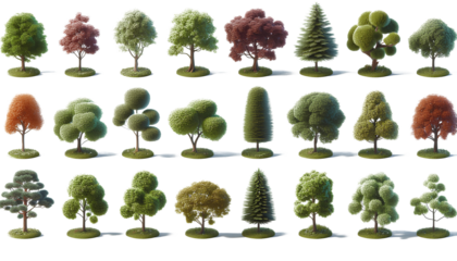 3D Tree Collection – High-Resolution Rendered- Transparent Background PNG