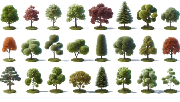 3D Tree Collection – High-Resolution Rendered- Transparent Background PNG