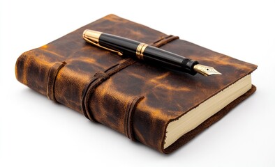 Leather-bound journal and pen