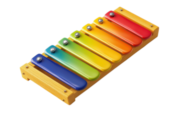 A charming rainbow xylophone inspires musical creativity and joyous early learning showcasing on transparent background