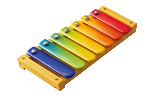 A charming rainbow xylophone inspires musical creativity and joyous early learning showcasing on transparent background - Powered by Adobe