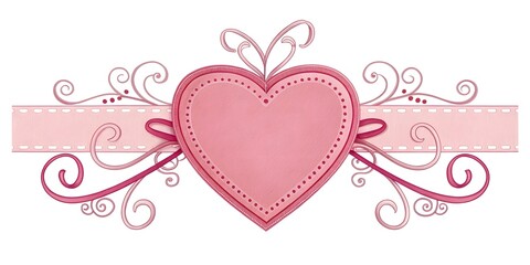 Pink Ribbon Bow with Heart-Shaped Tag