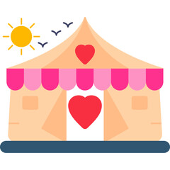 Love Festival Tent Marquee with Flags and Hearts