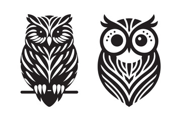 Ornamental Owl Vector Icons Stylized Tribal Owl Silhouette Designs