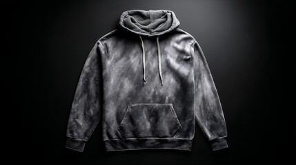 Gray Tie Dye Hoodie Sweatshirt - Stylish gray tie dye hoodie sweatshirt on a black background. Perfect for casual wear