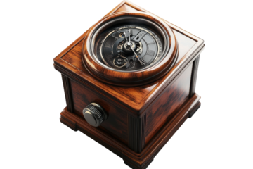 A mesmerizing antique clock reveals the passage of time encased in warm wood celebrating on transparent background
