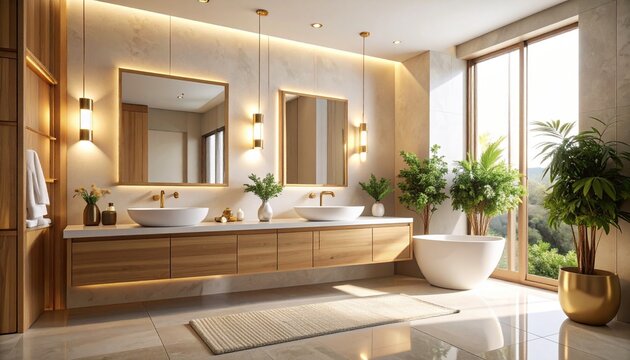 Modern minimalist bathroom design with natural light