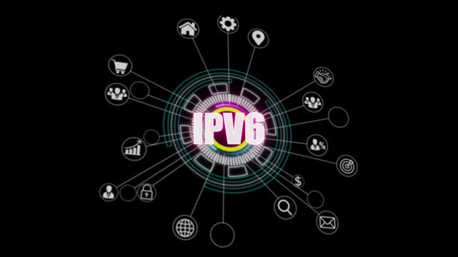 Glowing Internet, business, Technology and network concept. IPV6 Robotic process automation innovation technology concept.  Supervisor manager. on a black black background