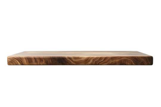 A rustic wooden slab rich with swirling grain poised in anticipation awaiting culinary on transparent background