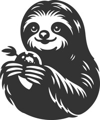 Vector art drawing silhouette of a sloth animal