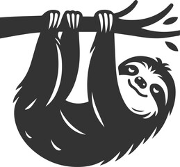 Vector art drawing silhouette of a sloth animal