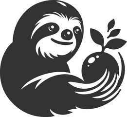 Vector art drawing silhouette of a sloth animal
